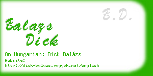 balazs dick business card